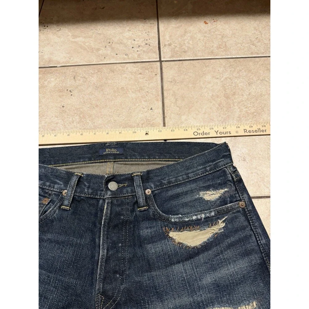 Polo Ralph Lauren Jeans Men 31x30 (Fits 34) Varick Slim Straight Patchwork Denim - Picture 10 of 12